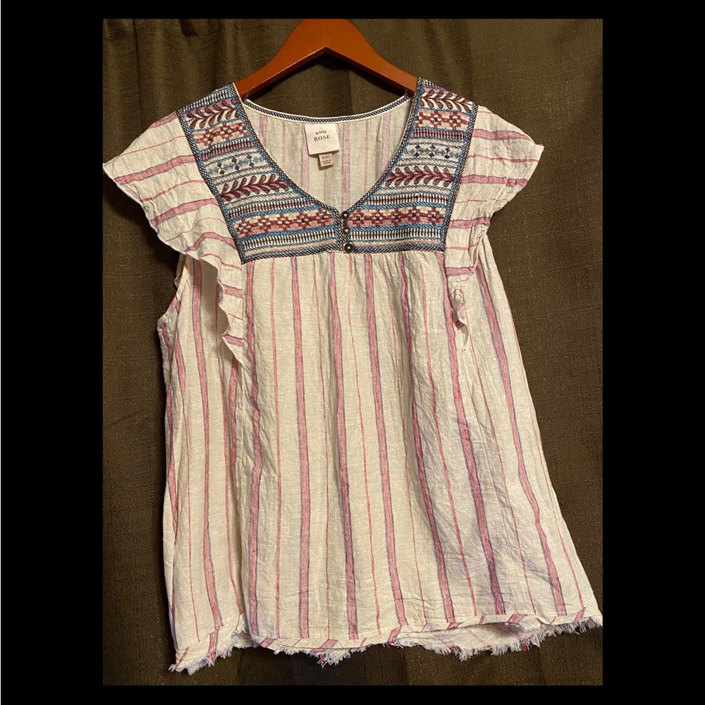 Knox Rose - Cream top with embroidery